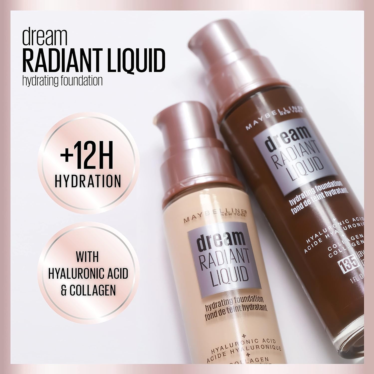 Dream Radiant Liquid Medium Coverage Hydrating Makeup, Lightweight Liquid Foundation, Creamy Natural, 1 Count